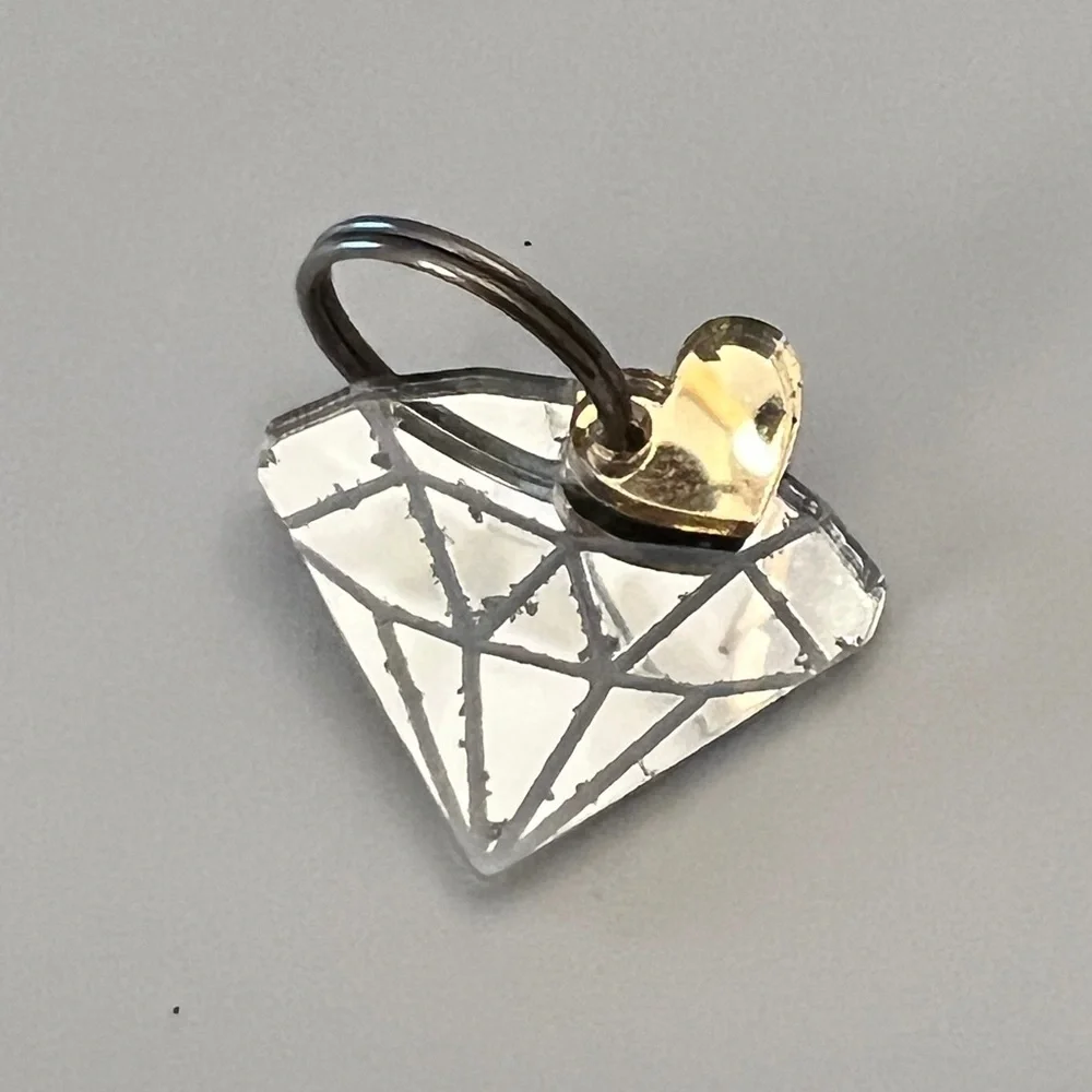 Beautiful diamond and gold heart charm, >1 inch diameter